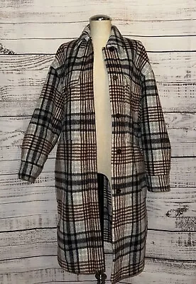 ZARA CHECK PLAID LONG OVERSHIRT SHIRT JACKET COAT 7522/042  Size S • $50