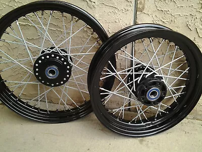 21 X 2.15 & 16 X 3 40 SPOKE Harley Nightster Sportster 883 1200 Xl Wheel Set BLK • $999.98