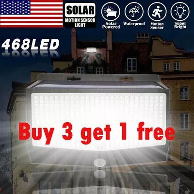 Outdoor 468 LED Solar Power Light PIR Motion Sensor Waterproof Wall Lamp Garden • $6.99