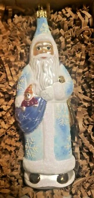$21.98 • Buy Vaillancourt Polish Glass Ornament Glitzy Santa With Puppet 2010 Signed