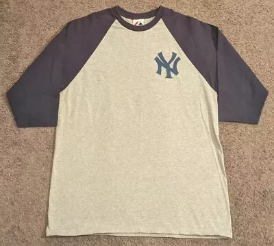 2010 Men's Majestic New York Yankees Mark Teixeira Gray T-Shirt Jersey #25 Large • $19.99
