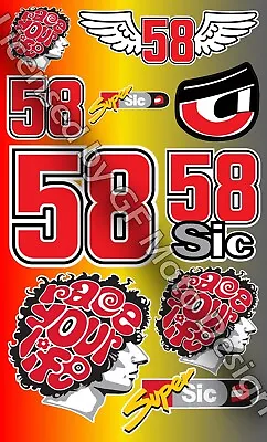 Marco Simoncelli 58 Super Sic Decals 10 Stickers Set MotoGP Laminated /79 • $11.65
