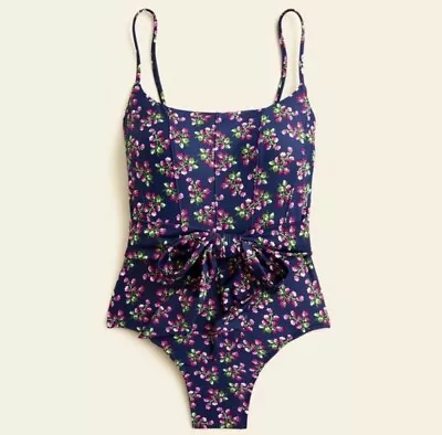 J.crew | Nwt Topstitched Tie Waist One Piece In Twilight Berry Size 12 • $65