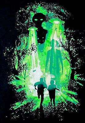 Vintage 90's X-Files T Green Aliens Abduction Black Shirt • $24.20