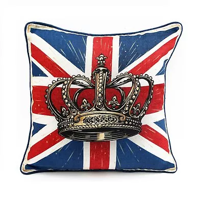 Union Jack British Flag Indoor Filled Cushion Seat Pad Chair Linen Polyester • £8.95