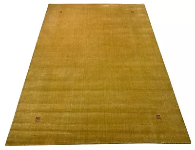 Gabbeh Carpet 100% Wool 170x240 CM Gold Hand Woven Oriental Rug Ks • £220.27