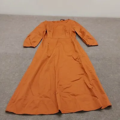 $34.88 • Buy Zara Woman Womens Size Medium 3/4 Sleeve Orange Round Neck Maxi Dress