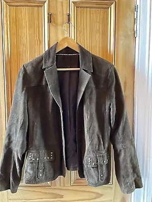 Marks And Spencer Autograph Brown Leather Jacket - Size 14  • £0.99