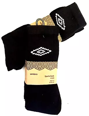 3 Pair Mens Socks Sports Umbro Sock Black Branded Designer Men Sport • £7.91