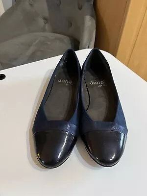 £10.70 • Buy Jana Soft Flex Navy Faux Suede & Patent Leather Tipped Shoe Size 8 Worn In GC