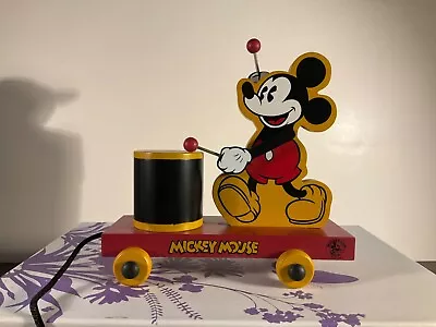 Fossil Disney Mickey Mouse Drum Watch Display Holder Wooden Toy Train  • $45