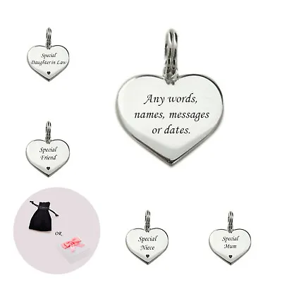 Personalised 925 Sterling Silver Charms With Engraving On Split Ring. Engraved • $48.81