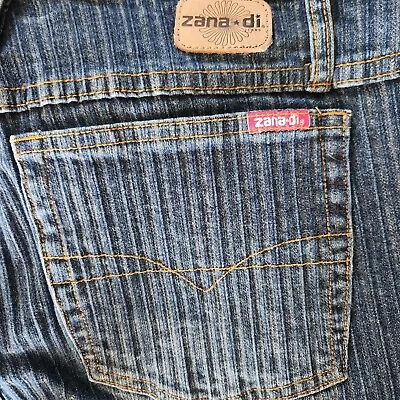 Zana Di Jeans Womens 20 Blue Mid Rise Bootcut Flair Ribbed Stretch Denim Y2K  • $18.99