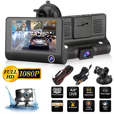 1080P 4  Car SUV DVR Dash Cam Front/Rear/Inside G-sensor Video Recorder 3Cameras • $19.89