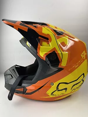 Fox Racing Mens V2 Anthem Motorcycle Helmet 2014 Small Orange Yellow  • $99.99