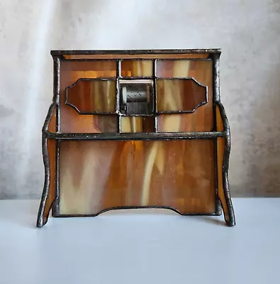 Stained Glass Musical Piano Brown  6 Inch Vintage Music Box Lara's Theme • $115