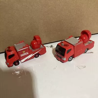 Lot Of 2 Vintage 2002 Tomica Mitsubishi Fuso Canter Blower Truck - Red Vietnam • $12