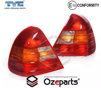 Pair LH+RH Tail Light Lamp (Amber) For Mercedes Benz C Class W202 Sedan 94~97 • $101.61