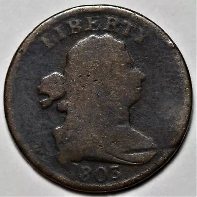 1803 Draped Bust Half Cent - US 1/2c Copper Penny Coin - L44 • $82.99