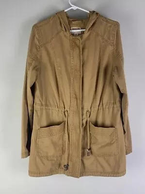 Mossimo Gold Utility Jacket Hood Adjustable Waist Zip Up Button Closure Size L • $19