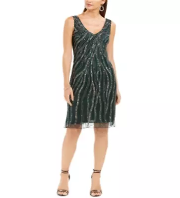 J Kara Women's Allover Sequin Sheath Dress Green Size 6 • $23.50
