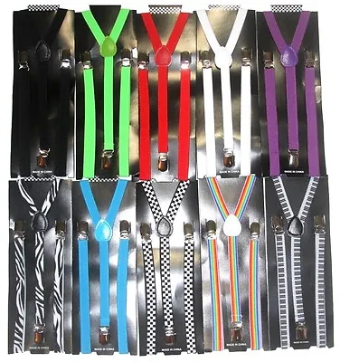 10 Colors Slim Skinny Thin Clip-on Suspenders Elastic Y-Shape Adjustable Braces • $6.99