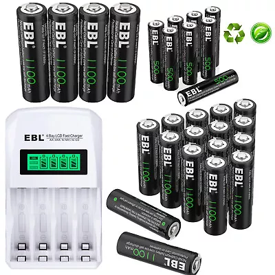 EBL AA AAA Rechargeable Battery Lot For Solar Lights Replacement Battery 1100mAh • $7.19