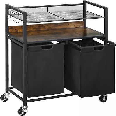 Greenstell Laundry Hamper W/ Shelf 2 Pull-Out Removable Laundry Bags Metal Frame • $50