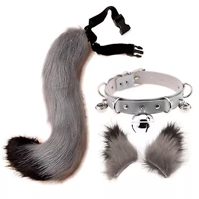 Fox Tail Ears Set Animal Element Adjustable Wolf Tail Bell Cocker Unisex • $19