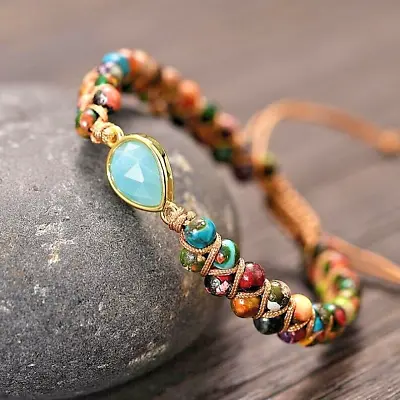 Genuine Amazonite Beaded Handmade Healing Reiki Chakra Boho Women Bracelet Gifts • $12.98