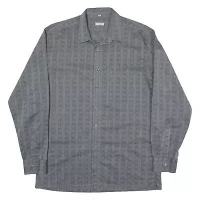 NAMO GIODARNI Mens Shirt Grey Nylon Striped Long Sleeve L • £9.99