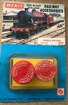 VINTAGE MERIT RAILWAY OO & HO GAUGE ACCESSORIES -5079 2 X CABLE DRUMS • £4.99