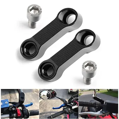 2x ALU Motorcycle Mirror Extenders-Riser-Extension Black 10mm For Honda R1 • £11.98