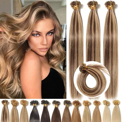 18-24  Nail U-Tip Remy Human Hair Extensions Pre Bonded Fusion Keratin 150S/150G • $50.29