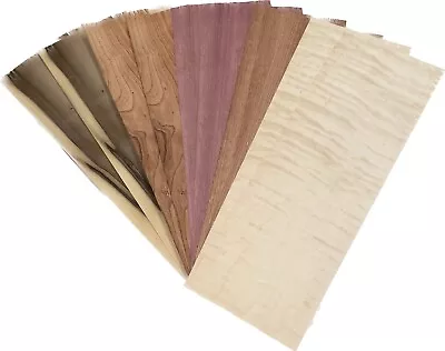 5 Species Variety Veneer Pack 16 X5.5+”x1/42 Curly Maple Mahogany ￼Purpleheart • $9