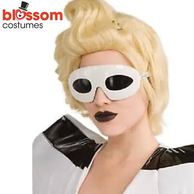 AC370 Licensed Lady Ga Ga Gaga Lunettes Glasses White Retro Costume Accessory • £1.83