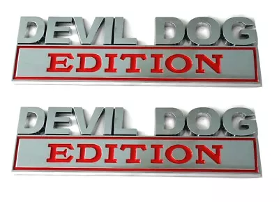 2pcs Devil Dog Edition Decals Sticker 3D Raised Letter Emblem Chrome Red • $17.84