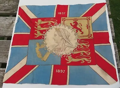Commemorative Antique Flag / Banner Queen Victoria Diamond Jubilee 1837 - 1897 • £145