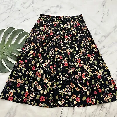 Radcliffe Womens Vintage Maxi Skirt Size XL Black Pink Floral Button Front 90s • $23.19