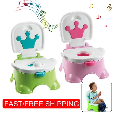 3 In 1 Green Baby Toddler Toilet Trainer Safety Green Music Potty Training Seat • £20.59