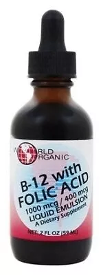 World Organics Liquid B-12 W/Folic Acid 2 Oz Liquid • $13.82