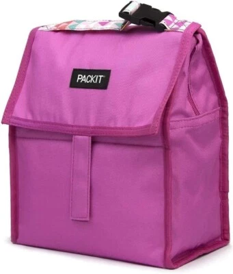 $24.99 • Buy New Packit Freezable Lunch Bag Hot Pink Geometric Handle No Ice Packs Needed