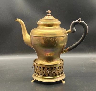 $149.06 • Buy Brass Jug Coffee Tea Pot With Teapot Warmer Biedermeier Antique 19. Century