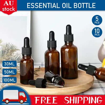 $10.19 • Buy 30-100ML Amber Glass Liquid Dropper Reagent Eye Pipette Essential Oils Bottle AU