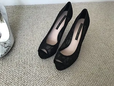 Zara Black Lace Court Shoes • £12