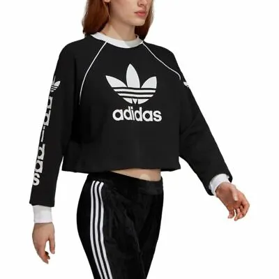 $50 • Buy Adidas Originals Women's Graphic Cropped Sweatshirt - Black