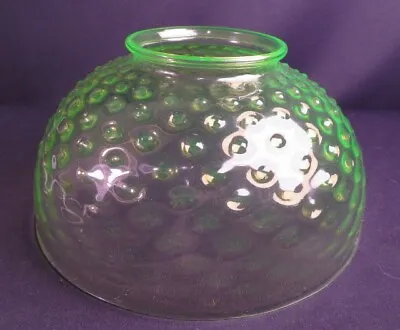 1880's Vaseline Uranium Glass Hobnail Optic Victorian Art Glass 14  Lamp Shade • $895