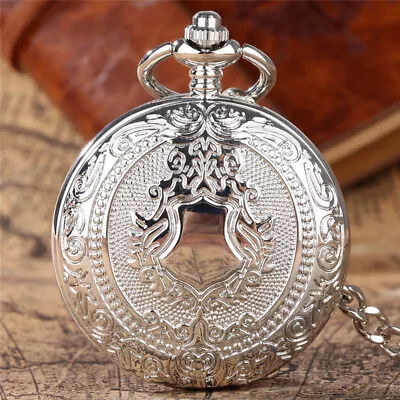 Vintage Steampunk Silver Hand Winding Mechanical Pocket Watch Shield Chain Gift • $15.97