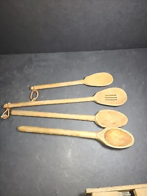Wooden Spoons 4 In Total And Various Bowl Designs 12.5 Inches • $19.99
