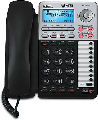 AT&T ML17939 2-Line Corded Telephone With Digital Answering Black/Silver  • $34.99